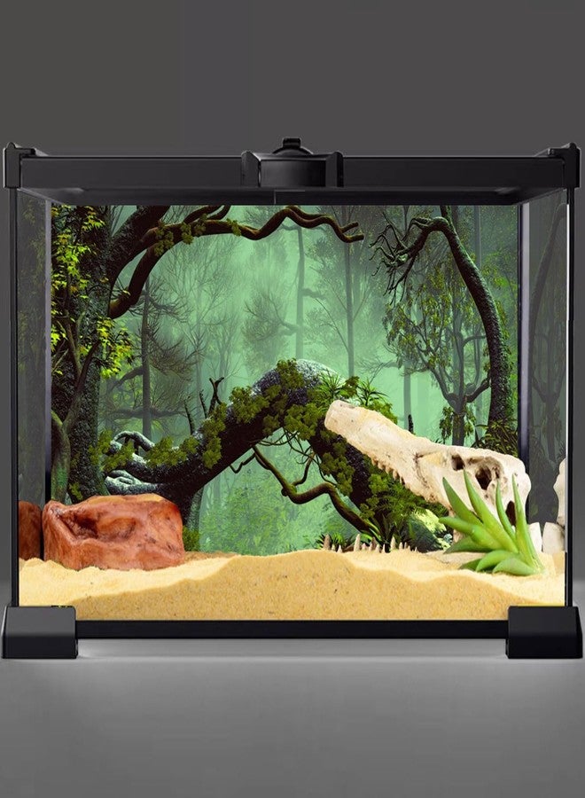 AWERT 30x18 inches Foggy Forest Terrarium Background Stone Green Tree Tropical Reptile Habitat Background Rainforest Aquarium Background Durable Polyester Background - Image 2