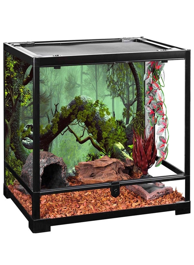 AWERT 30x18 inches Foggy Forest Terrarium Background Stone Green Tree Tropical Reptile Habitat Background Rainforest Aquarium Background Durable Polyester Background - Image 4