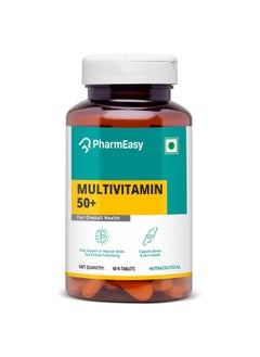 PharmEasy Multivitamin For 50 Plus (60 Multivitamin Tablets) Women And Men With Vitamins B12 D3 For Boosting Health & Immunity  - Image 1