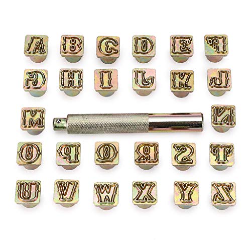 OwnMy Capital Letters Stamp Set, 1/2” / 13mm Alphabet Stamp Tools Set Leather Craft Stamping Tools Leather Art Craft Tool (13mm - 27pcs) - Image 1