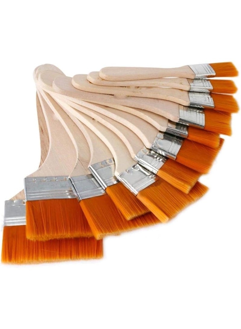 Set of 12 Art Paint Brushes, Assorted Sized Nylon Painting Brushes, with Wooden Handles for Acrylic, Oil, Paint, Varnishes, Watercolor, Painter, Students, Artist - Image 1