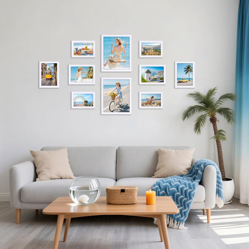 decorUhome Picture Frames Collage Wall Decor for Photo Gallery Display, Assorted Picture Frames set of 10 Including Two 8x10 / Four 5x7 / Four 4x6 for Family Wall Decor, White, 10 Pack - Image 5
