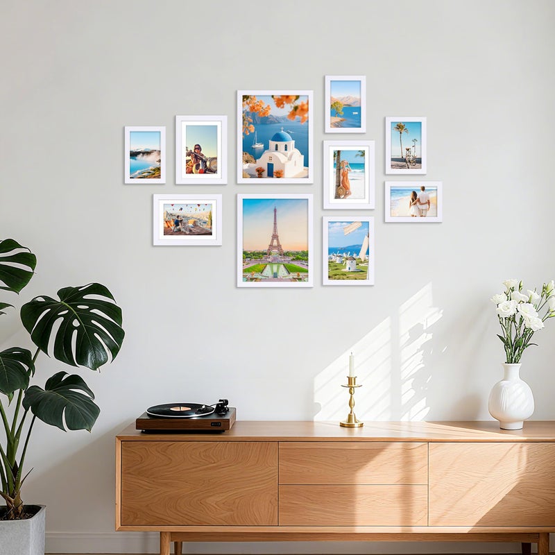 decorUhome Picture Frames Collage Wall Decor for Photo Gallery Display, Assorted Picture Frames set of 10 Including Two 8x10 / Four 5x7 / Four 4x6 for Family Wall Decor, White, 10 Pack - Image 2