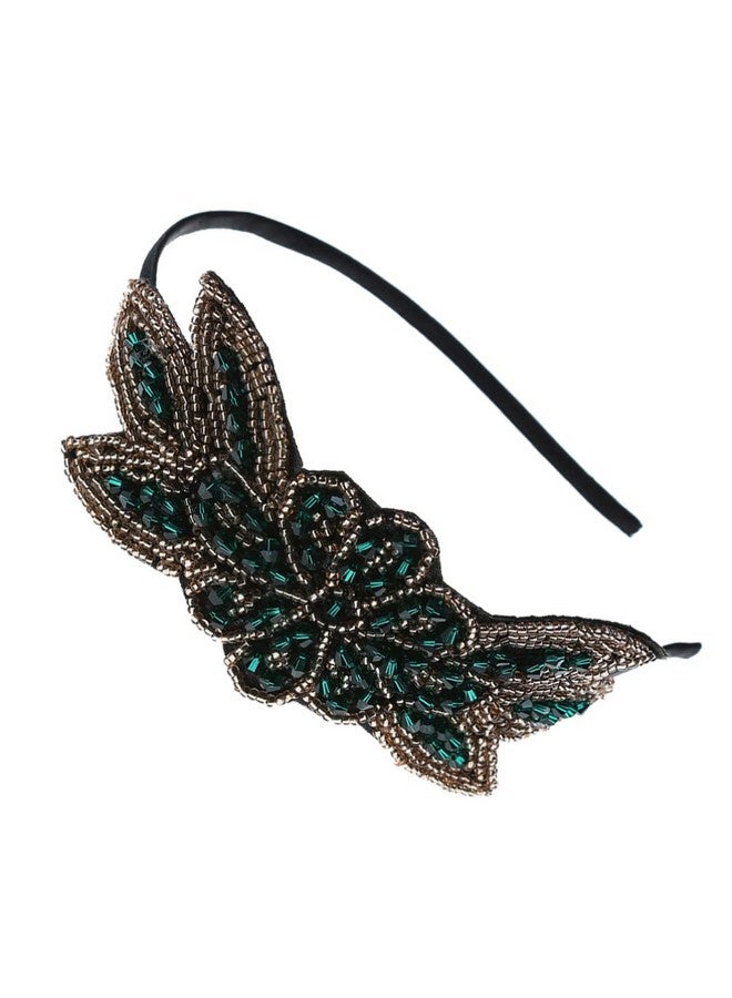 Beaupretty Rhinestone Flapper Headband 1920S Headpiece Roaring 20S Hair Piece Vintage Hair Accessories For Women Girls Party Decor Halloween Costume Green - Image 1