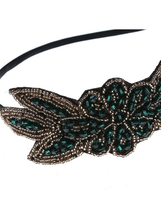 Beaupretty Rhinestone Flapper Headband 1920S Headpiece Roaring 20S Hair Piece Vintage Hair Accessories For Women Girls Party Decor Halloween Costume Green - Image 3