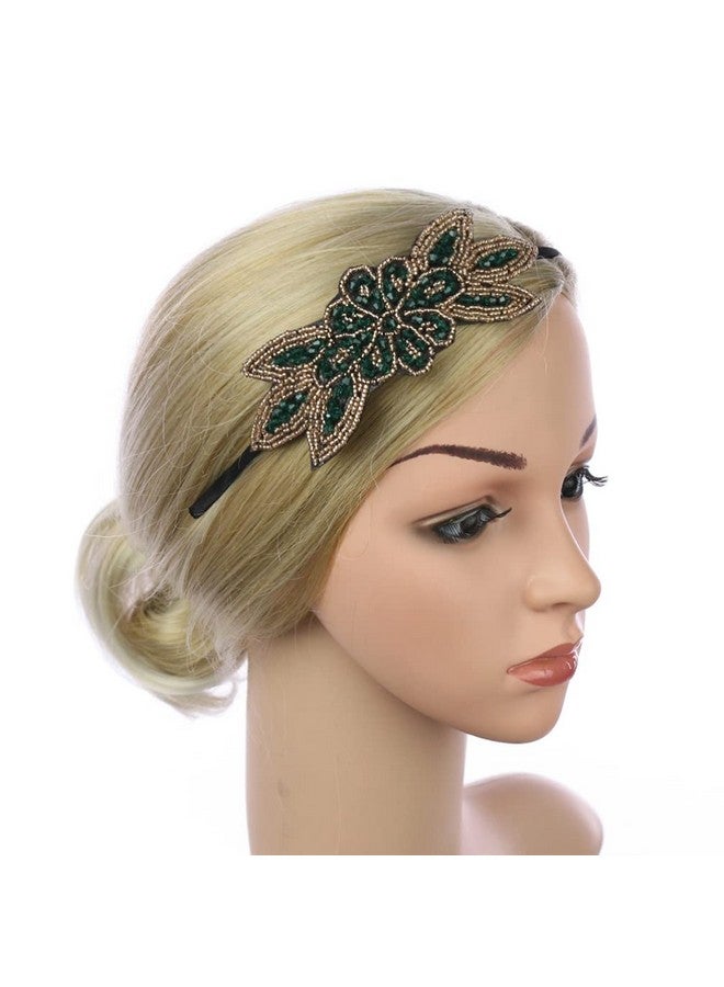 Beaupretty Rhinestone Flapper Headband 1920S Headpiece Roaring 20S Hair Piece Vintage Hair Accessories For Women Girls Party Decor Halloween Costume Green - Image 2