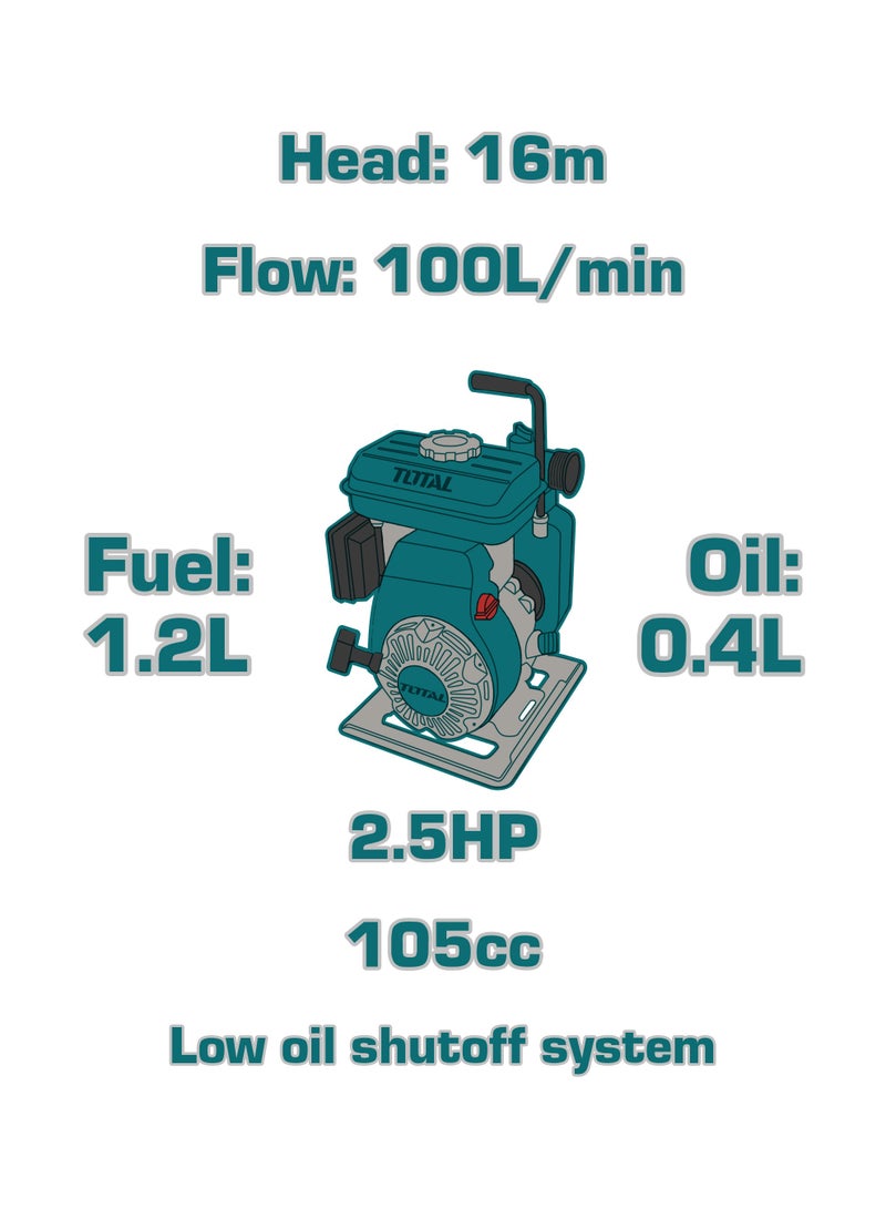 توتال TOTAL مضخة مياه بمحرك بنزين عالية الأداء ومدمجة - Image 3