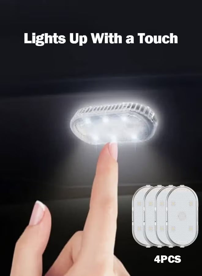Car Interior Lights Wireless LED - USB Chargeable Ceiling Lamp, Hand Reading Light & Door Light For Night Time Illumination, 4 Packs - Image 1