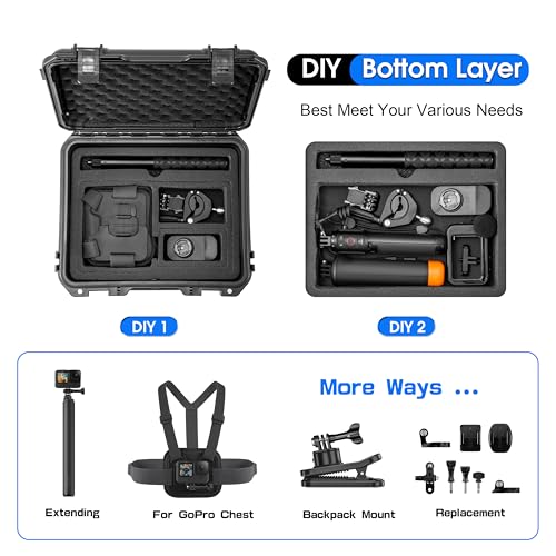 STARTRC VCR Organizer Hard Case For Gopro Hero 13/12/11/10/9/8 Creator Edition Odorless Compatible with Media Mod/Volta/Chest Mount/ Accessories Waterproof Travel Storage Carrying Case 12.4*4.7*10.4inch - Image 3