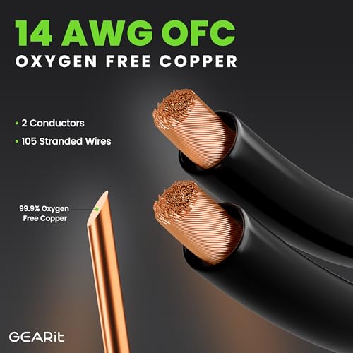 GearIT 14AWG Premium Heavy Duty Braided Speaker Wire Cable (6 Feet) Dual Gold Plated Banana Plug Tips - in-Wall CL2 - Oxygen-Free Copper (OFC) Black - Image 3