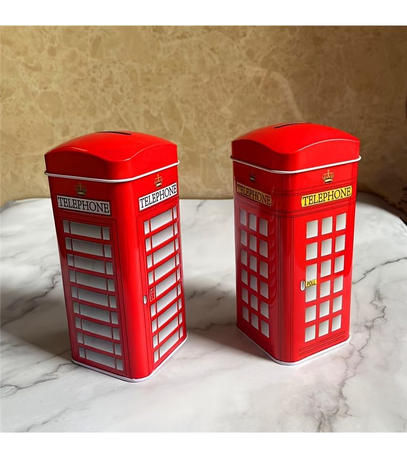 British Style Telephone Booth Money Bank Gzdht For Coin Storage Room Decoration - Image 1