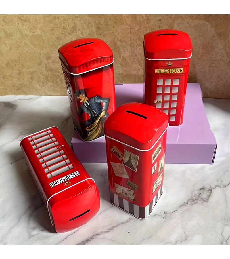 British Style Telephone Booth Money Bank Gzdht For Coin Storage Room Decoration - Image 4