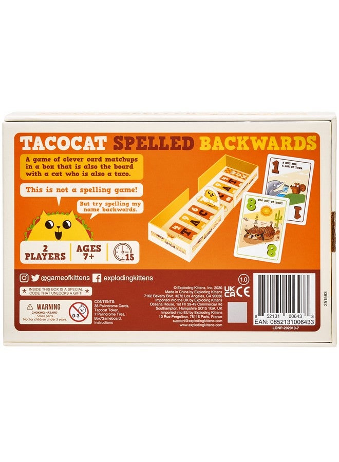 Exploding Kittens LLC Tacocat Spelled Backwards by Exploding Kittens - 2 Players - Ages 7+ - 15 Minutes to Play - Clever Family Board Game - Couple and Family Game, Ideal for Kid and Adult  - Image 5