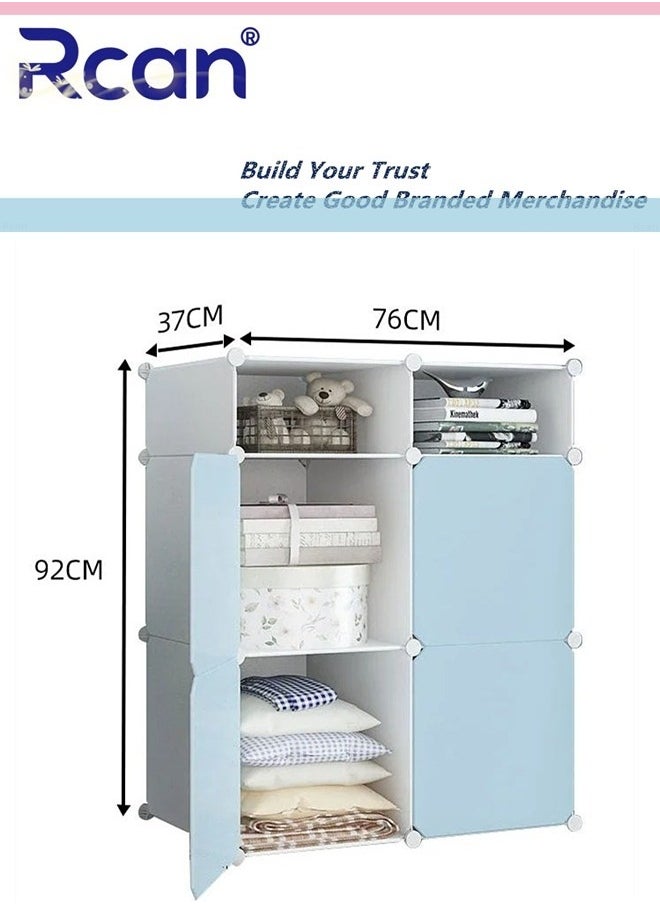 4 Cube Plastic Storage Modular Organizer Cabinet Closet Portable Wardrobe Combination Armoire With Shelf For Space Saving for Clothes Books Bags Toys