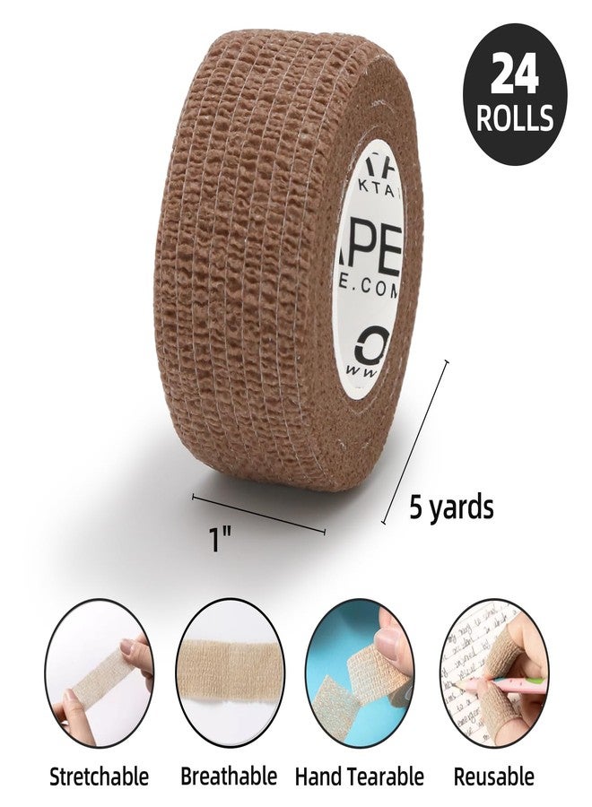 اوك تيب ضمادات لاصقة ذاتية اللصق من OK TAPE - عبوة من 24 ضمادة، 1 بوصة × 5 ياردات، غير منسوجة، ذاتية اللصق، للإبهام، والإصبع، والمعصم، والكاحل، وشريط ضمادات بيطري (ألوان متنوعة) - Image 2