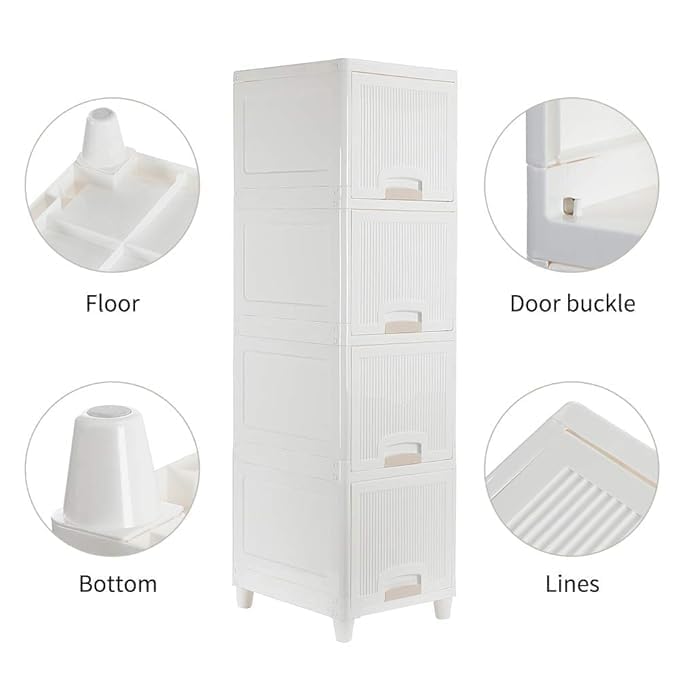 COYRASTH Plastic Cabinet for Storage Foldable Box Stack it Up Cloth Stacker Foldable Shirt Storage Stacker for Wardrobe Plastic Stackable Closet Organizer White Storage Box Drawer Storage Box - Image 2