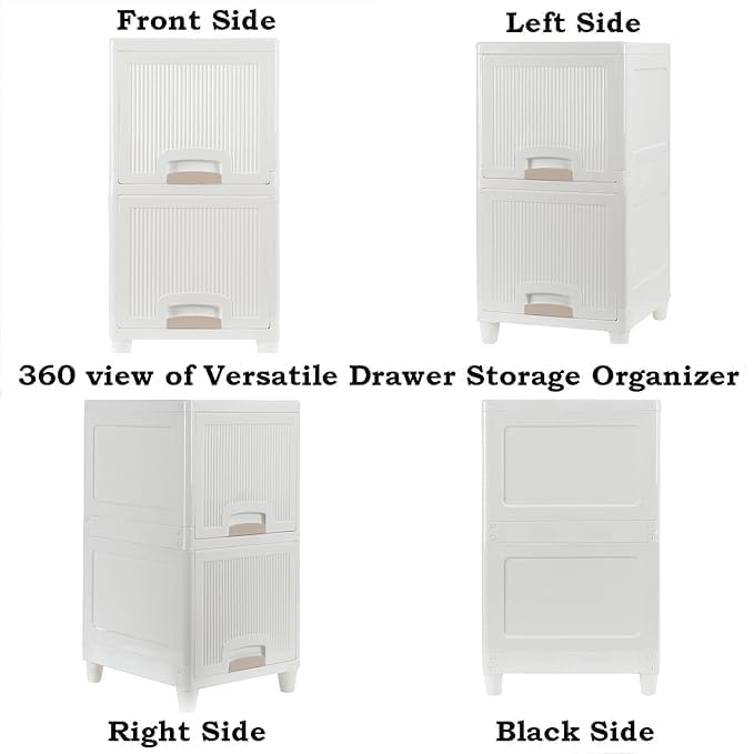 COYRASTH Plastic Cabinet for Storage Foldable Box Stack it Up Cloth Stacker Foldable Shirt Storage Stacker for Wardrobe Plastic Stackable Closet Organizer White Storage Box Drawer Storage Box - Image 3