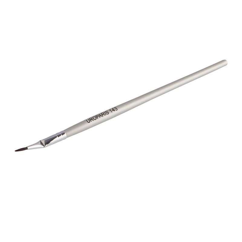 UROPARIS 143 Eye Brush For Makeup Bent Eyeliner Brush with Wooden Handle Synthetic Bristles Brass Accents Silver 1 Piece - Image 2
