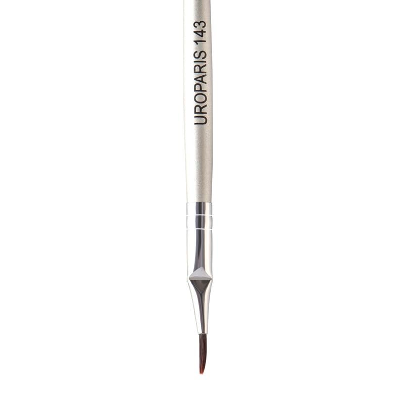 UROPARIS 143 Eye Brush For Makeup Bent Eyeliner Brush with Wooden Handle Synthetic Bristles Brass Accents Silver 1 Piece - Image 3