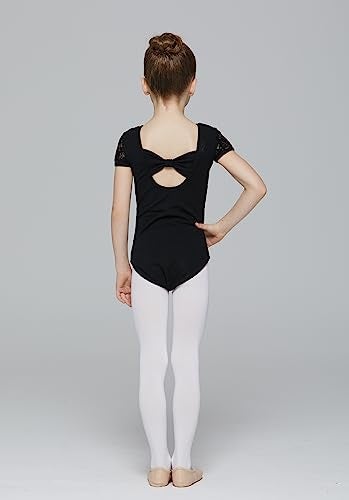 MdnMd Black Gymnastic Ballet Dance Lace Leotard for Girls Toddler Bodysuit (Black, Age 4-6 / 4t,5t) - Image 4