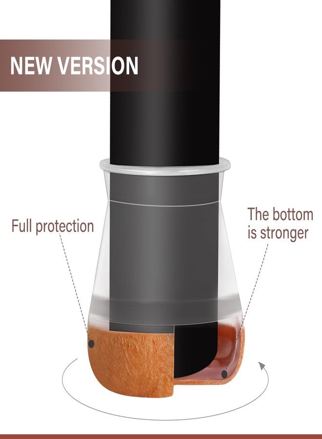 YOZON Chair Leg Floor Protectors Chair Leg Protectors for Hardwood Floors Felt Silicone Caps Strengthen Bottom Protection Anti-Scratch Reduce Noise 16 Pack Clear Round Small Fit 1/2" to 3/4" (14-19mm) - Image 2