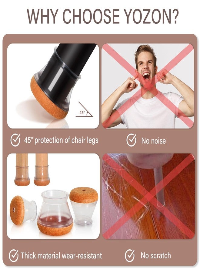 YOZON Chair Leg Floor Protectors Chair Leg Protectors for Hardwood Floors Felt Silicone Caps Strengthen Bottom Protection Anti-Scratch Reduce Noise 16 Pack Clear Round Small Fit 1/2" to 3/4" (14-19mm) - Image 5