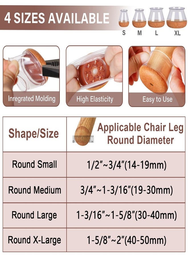 YOZON Chair Leg Floor Protectors Chair Leg Protectors for Hardwood Floors Felt Silicone Caps Strengthen Bottom Protection Anti-Scratch Reduce Noise 16 Pack Clear Round Small Fit 1/2" to 3/4" (14-19mm) - Image 4