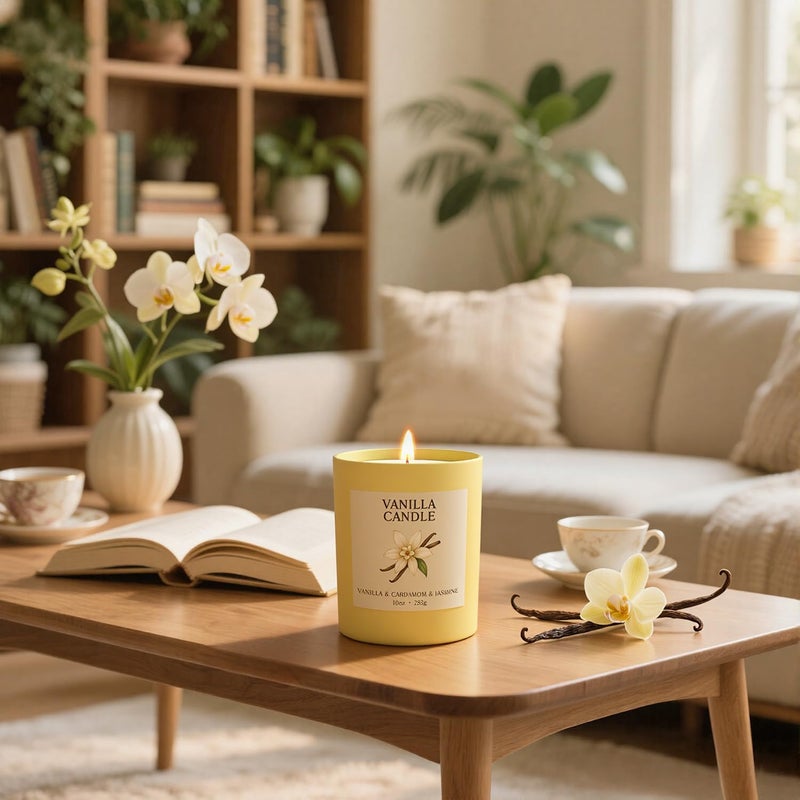 NORVENCE Vanilla Candle, Vanilla Scented Candles for Women, 10oz Soy Candles with Bamboo Lid for Home Scented, Birthday Gifts for Women and Men, Hand-Poured Candle for Relaxation, Home Decor - Image 5