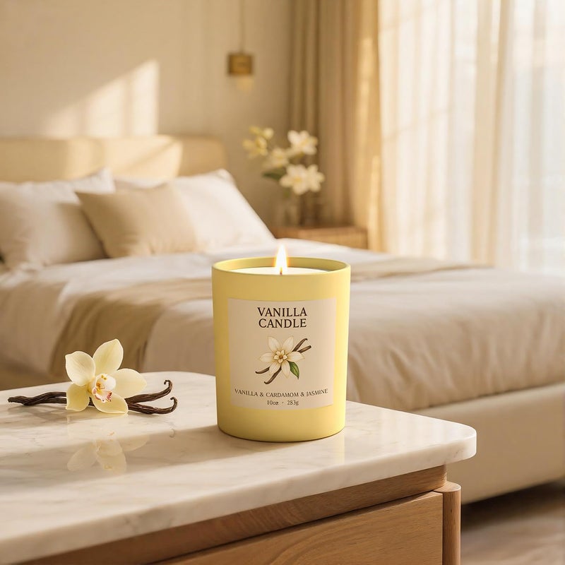 NORVENCE Vanilla Candle, Vanilla Scented Candles for Women, 10oz Soy Candles with Bamboo Lid for Home Scented, Birthday Gifts for Women and Men, Hand-Poured Candle for Relaxation, Home Decor - Image 4