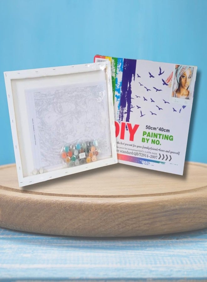 جيك مونكي مجموعة الرسم الزيتي بالأرقام من جيكمونكي، مجموعة الرسم الزيتي بالأرقام، لوحة حديثة مؤطرة (صورة سيدة ترتدي وشاحاً) - Image 3