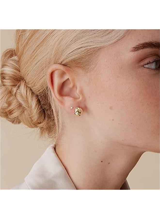PAVOI 14K Gold Plated Sterling Silver Post Love Knot Stud Earrings | Gold Earrings for Women - Image 2