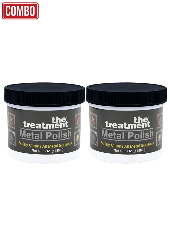 The Treatment Metal Polish Pack of 2 (2 x 5oz / 148ml) Safe Non Scratch Multi Metal Cleaner and Restorer for Car Motorcycle Wheels Rims Chrome Brass Silver Stainless Steel Aluminum Plexiglass Tools Household Fixtures Easy Application Results Pro - Image 1