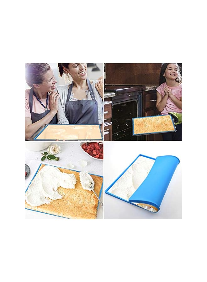 S-TOP Swiss Roll Cake Tray and Pan for Baking, Silicone Jelly Roll Mat, Cake Pan (Brown & Blue, 2 Pieces) - Image 4