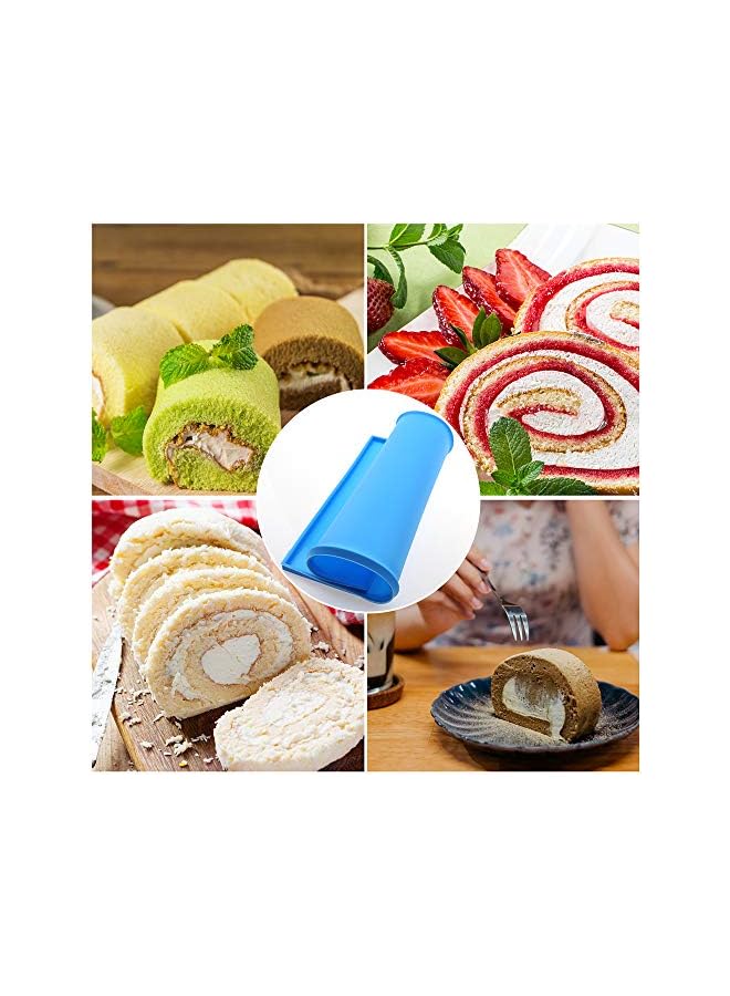 S-TOP Swiss Roll Cake Tray and Pan for Baking, Silicone Jelly Roll Mat, Cake Pan (Brown & Blue, 2 Pieces) - Image 5