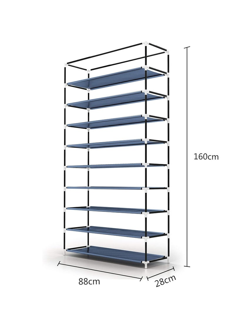 Merville 9-Tier Canvas Shoe Storage Cabinet Holds 45 Pairs of Shoes, Living Room Hallway Standing Shelf Organizer with Dustproof Cover, 60 x 28 160cm - Image 2