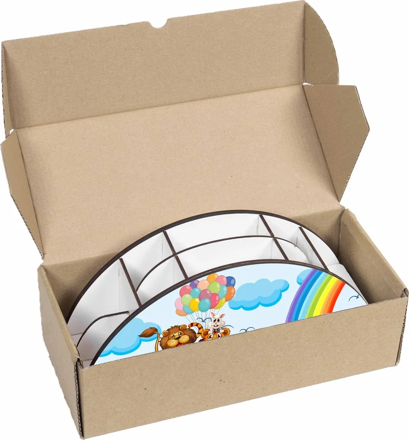 نوتبا Wooden Vip Animals in a Boat Rainbow Desktop Pencil Holder with Ruler Organizer for Kids VIP11