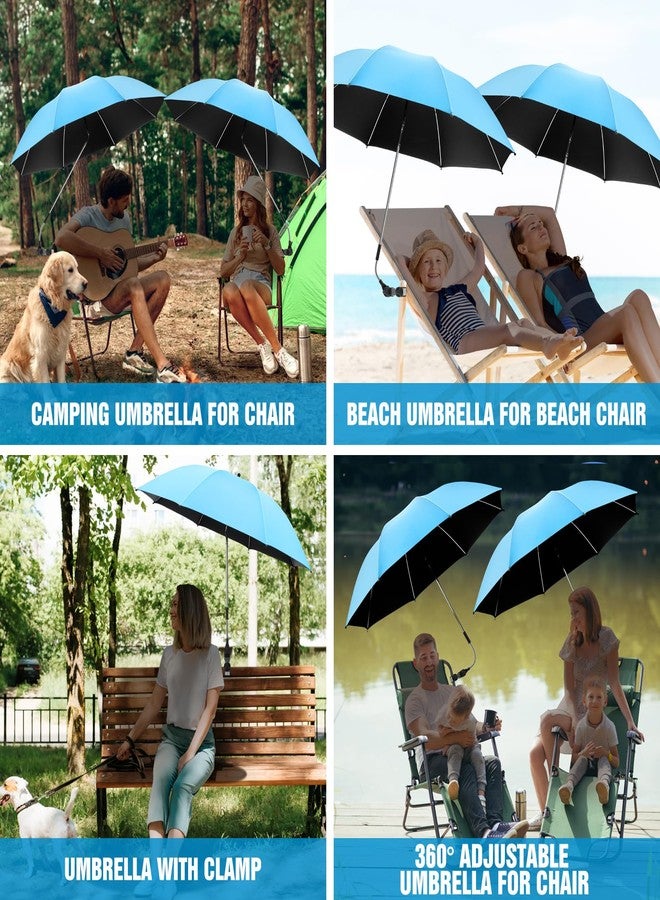 NBtoUS 2 PCS 41.8" Chair Umbrella with Clamp, Beach Umbrella UPF50+ UV Protection, 360 ° Adjustable Umbrella for Beach Chair, Golf Carts (Light Azure Blue, Chair Not Included) - Image 5