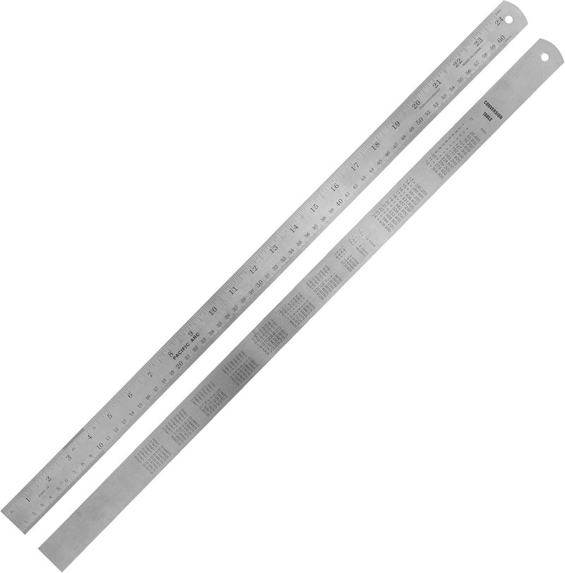 RACO Uken Stainless Steel Ruler | Heavy-Duty SS Scale with Conversion Table for School, Office, Home, Architects, Engineers, and Craft Supplies (12 inch, 30 cm) - Image 1