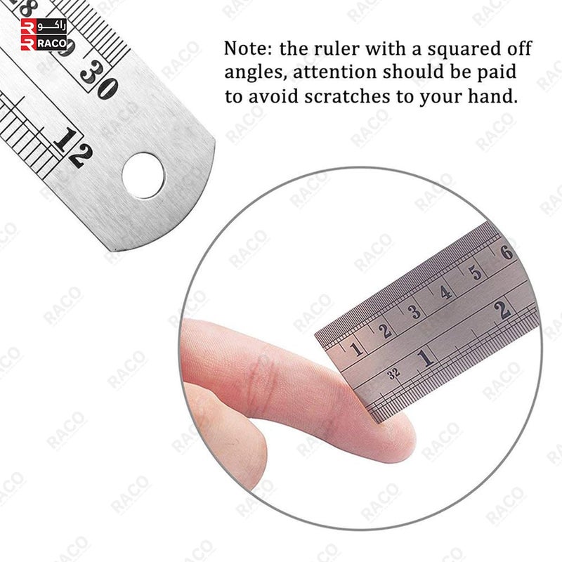 RACO Uken Stainless Steel Ruler | Heavy-Duty SS Scale with Conversion Table for School, Office, Home, Architects, Engineers, and Craft Supplies (12 inch, 30 cm) - Image 3