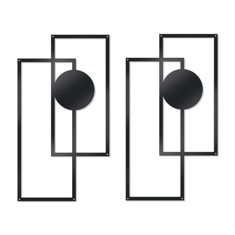 OYEFLY 2 Pcs Metal Abstract Wall Art,Modern Geometric Decor (Black, style 3) - Image 1