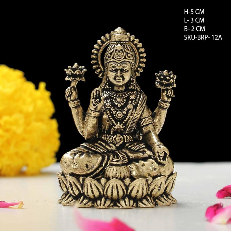 INDICAST Brass Laxmi Ganesh Idol 2 Hindu God Statue for Home Temple Office Pooja Diwali Gift Housewarming Wedding Corporate Gift Handmade Religious Murti for Mandir Decor - Image 2