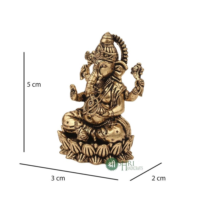 INDICAST Brass Laxmi Ganesh Idol 2 Hindu God Statue for Home Temple Office Pooja Diwali Gift Housewarming Wedding Corporate Gift Handmade Religious Murti for Mandir Decor - Image 5