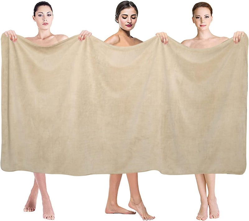 JML Luxury Hotel & SPA Jumbo Bath Towels (2 Pack, 35"x70") - 350GSM High-Density Fleece Sheet Towel Sets - Super Soft and Absorbent, Lint Free, Fade Resistant Oversized Bath Sheet, Camel - Image 2