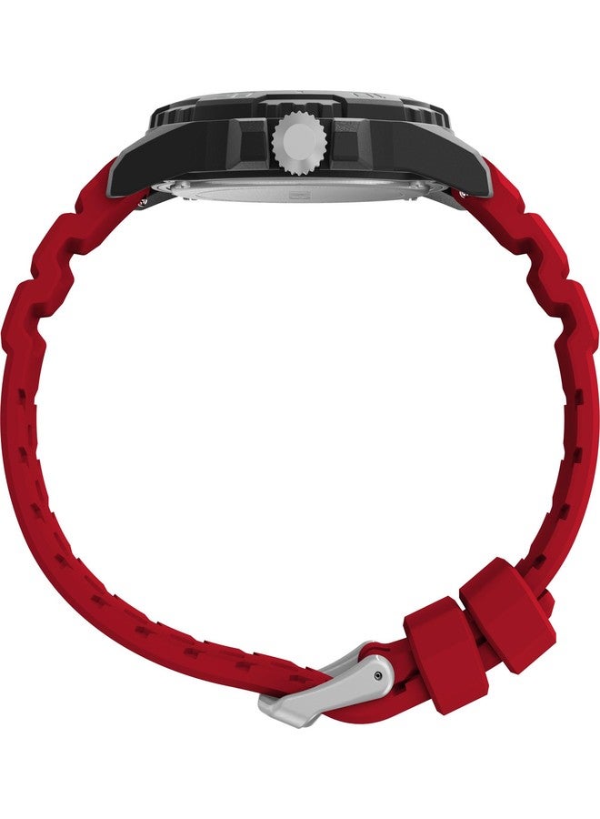 Timex Men's Diver 42mm Watch - Red Strap Black Dial Black Case, Red - Image 2