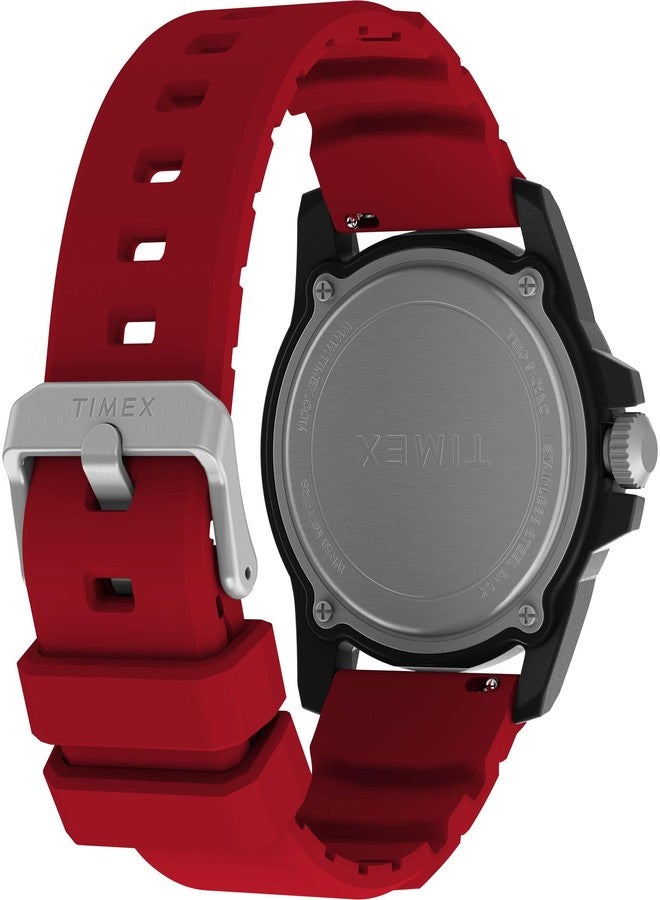Timex Men's Diver 42mm Watch - Red Strap Black Dial Black Case, Red - Image 5