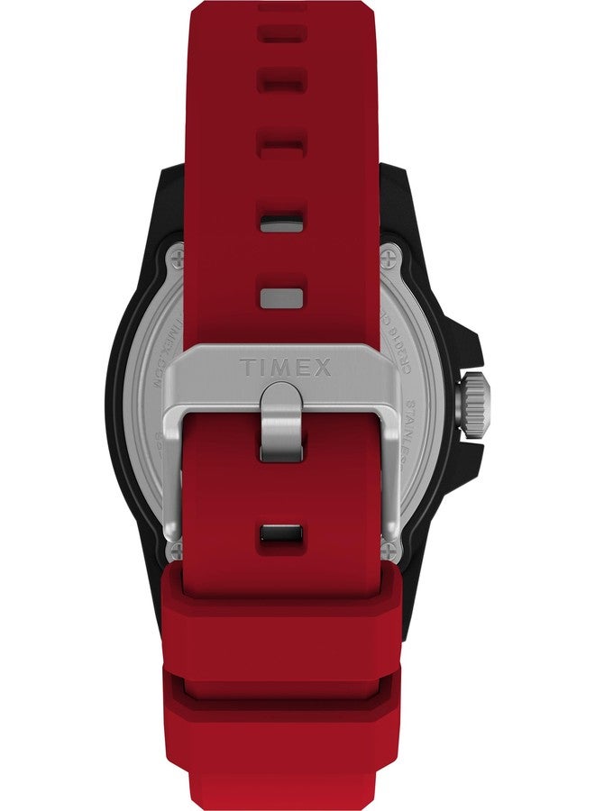 Timex Men's Diver 42mm Watch - Red Strap Black Dial Black Case, Red - Image 3
