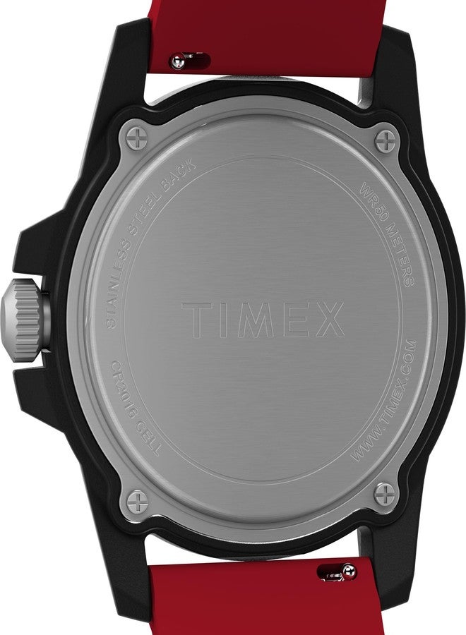 Timex Men's Diver 42mm Watch - Red Strap Black Dial Black Case, Red - Image 4