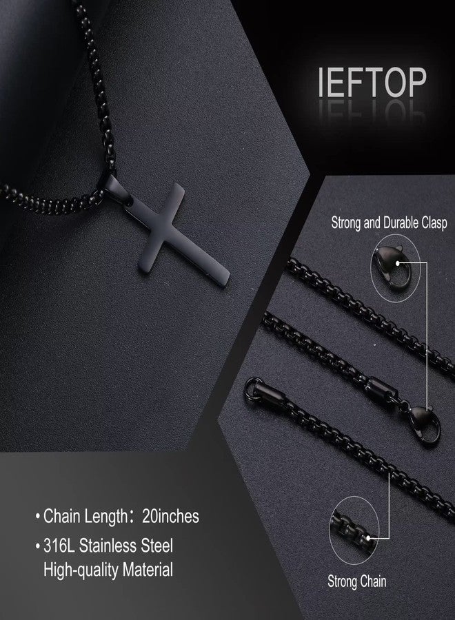 Ieftop قلادات هدايا مميزة للحفيد، قلادة صليب سوداء من الفولاذ المقاوم للصدأ للرجال، مجوهرات، هدايا عيد ميلاد للآباء، هدية من الجدة للحفيد - Image 5