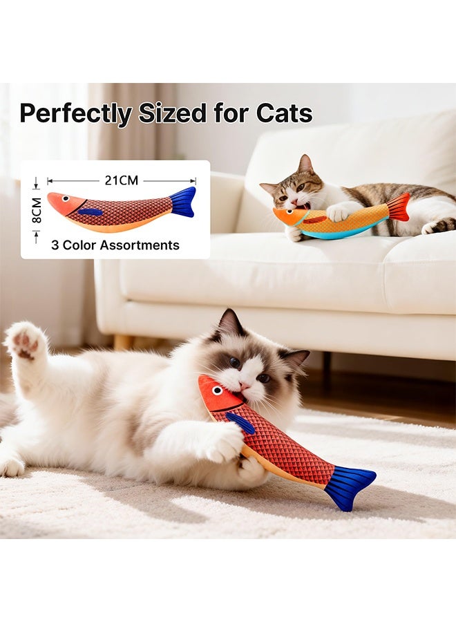 3 Pcs Saury Fish Shape Catnip Infused Cat Toys, Crinkle Sound Soft & Durable Interactive Kitten Kicker, Indoor Kitty Exercise & All Breeds - Image 5