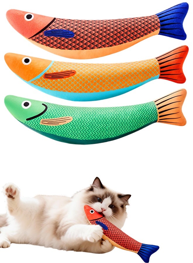 3 Pcs Saury Fish Shape Catnip Infused Cat Toys, Crinkle Sound Soft & Durable Interactive Kitten Kicker, Indoor Kitty Exercise & All Breeds - Image 1